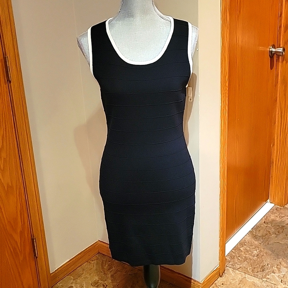 Dry Goods Sleeveless Black dress with white trim